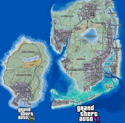 网传《GTA6》地图面积147平方公里 几乎是前作两倍