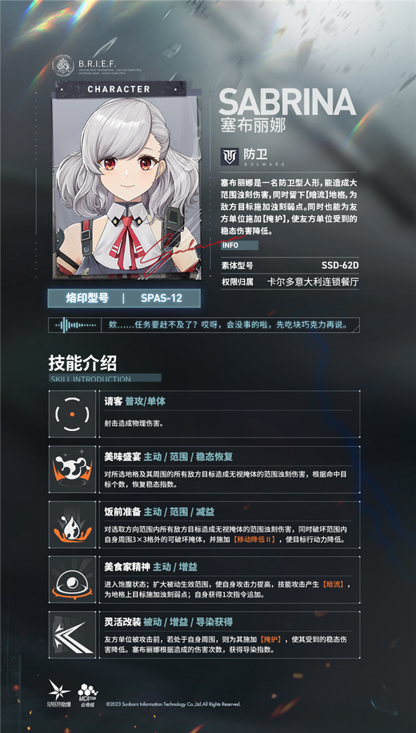 少女前线2追放塞布丽娜技能 少女前线2追放塞布丽娜强度